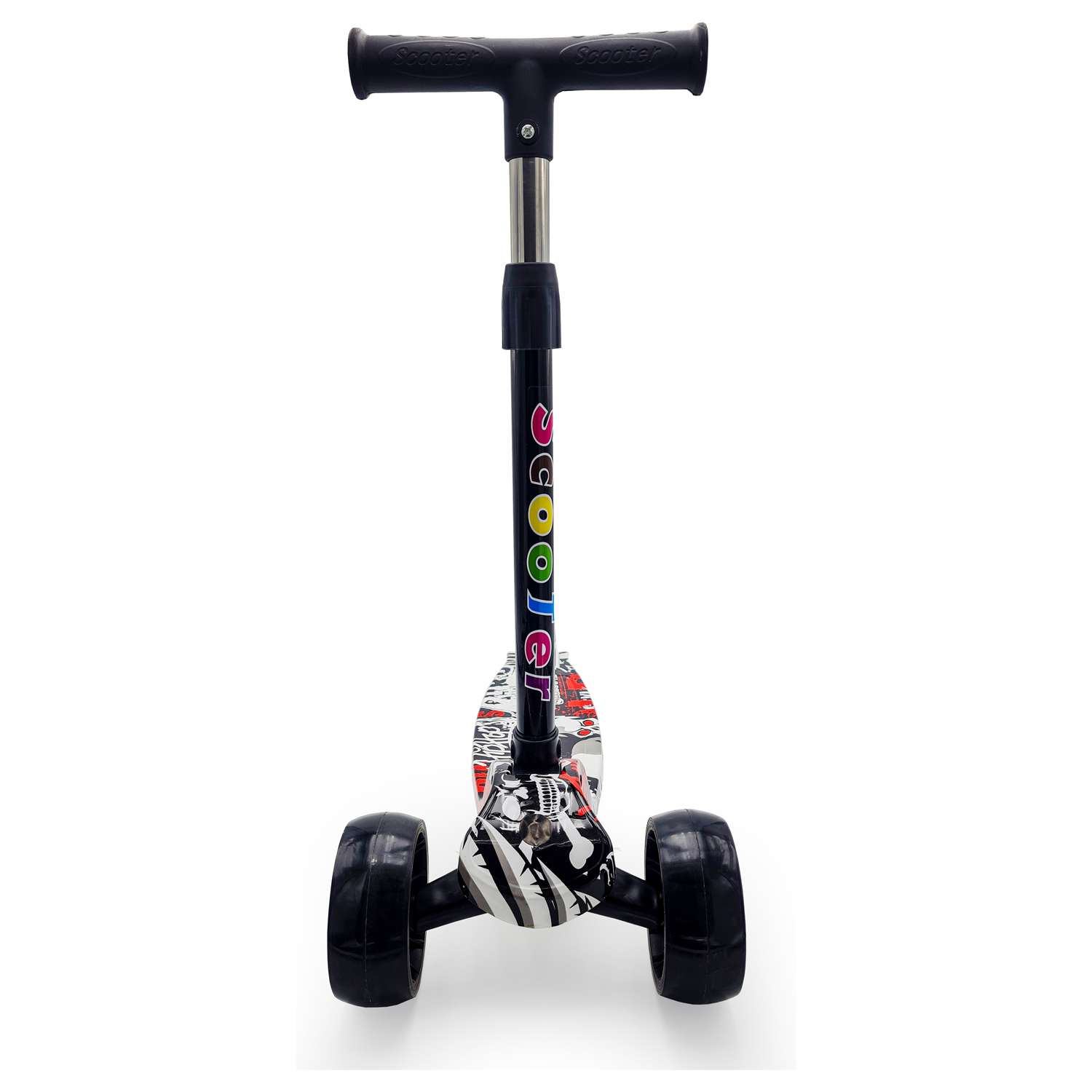Самокат Funky Toys 3-х колесный с регулируемой ручкой и светом 72см S+S широкие колеса - фото 1
