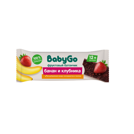 Батончик фруктовый BabyGo банановый с клубникой 25г с 12месяцев