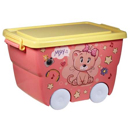 Ящик для игрушек IDEA Кошечка на колесах 23л М 2550