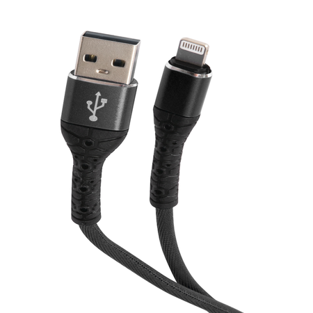 Дата-кабель mObility USB – Lightning 3А тканевая оплетка черный