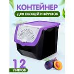 Контейнер elfplast для овощей и фруктов пластиковый 12 л черный фиолетовый 33х24х23.5 см