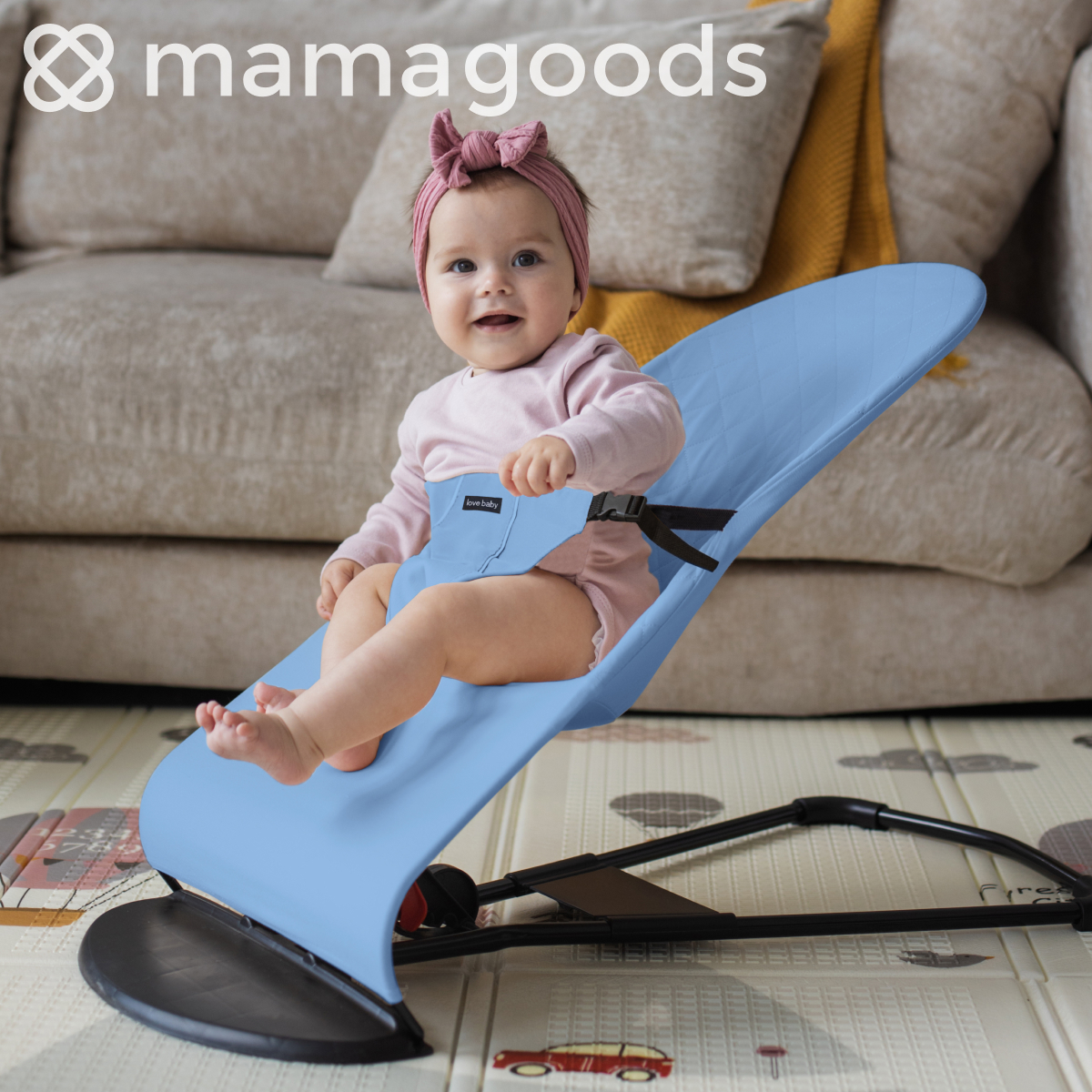 Детский складной шезлонг Mamagoods для новорожденных от 0 кресло качалка для малышей - фото 1