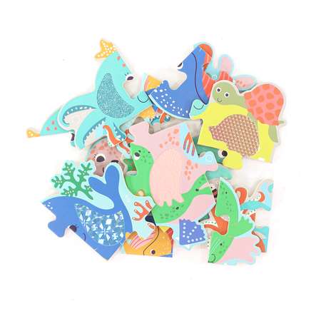 Деревянный пазл Avenir для малышей Морские Животные с текстурными вставками 4 пазла по 4 элемента