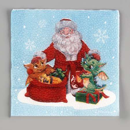 Салфетки Страна карнавалия бумажные однослойные «С Новым годом. Дедушка Мороз» 24 × 24 см в наборе 20 шт.