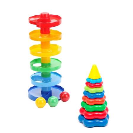 Набор развивающих игрушек БИПЛАНТ Игра Зайкина горка №1 + Пирамидка детская большая
