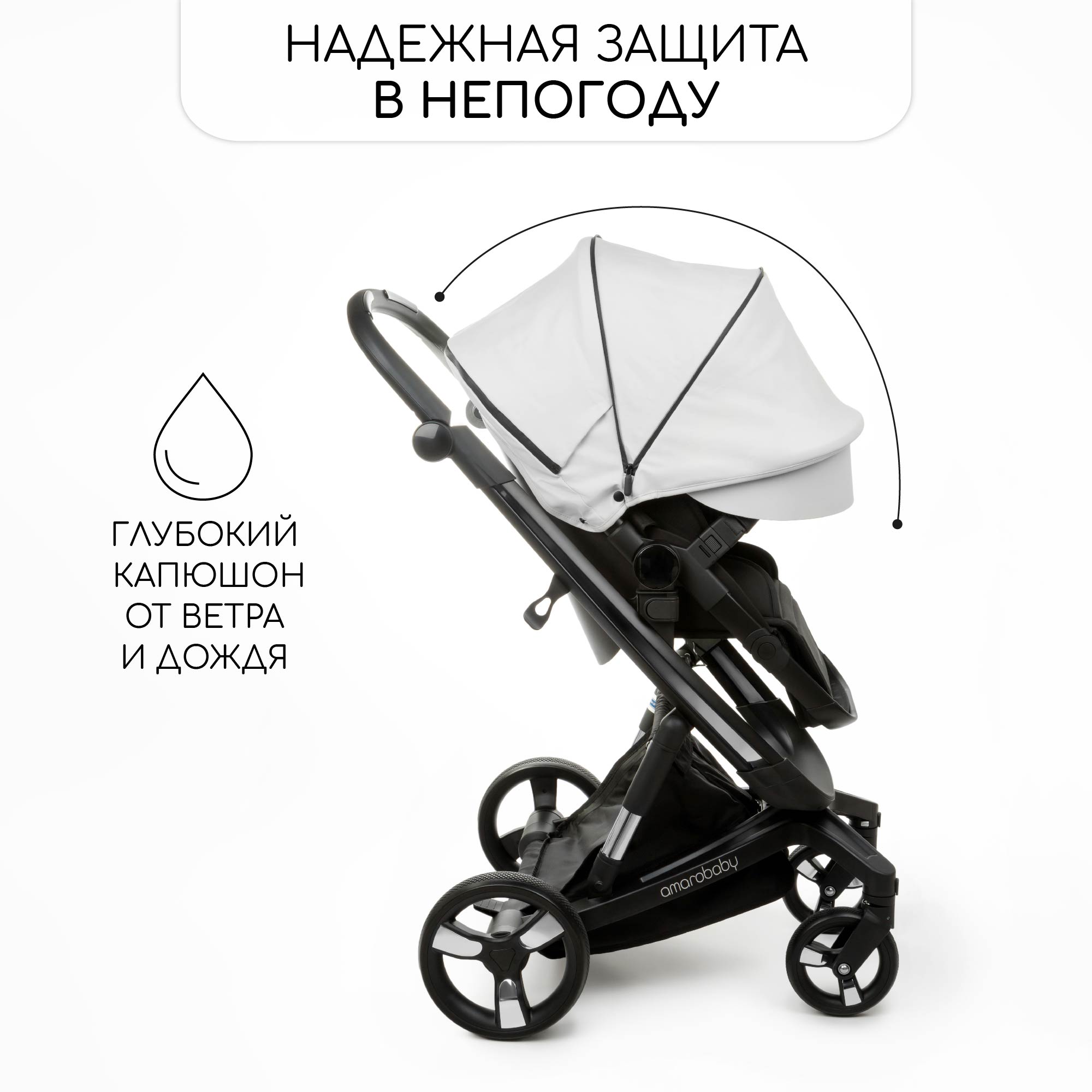 Коляска 2 в 1 белый Amarobaby TUTUM - фото 12