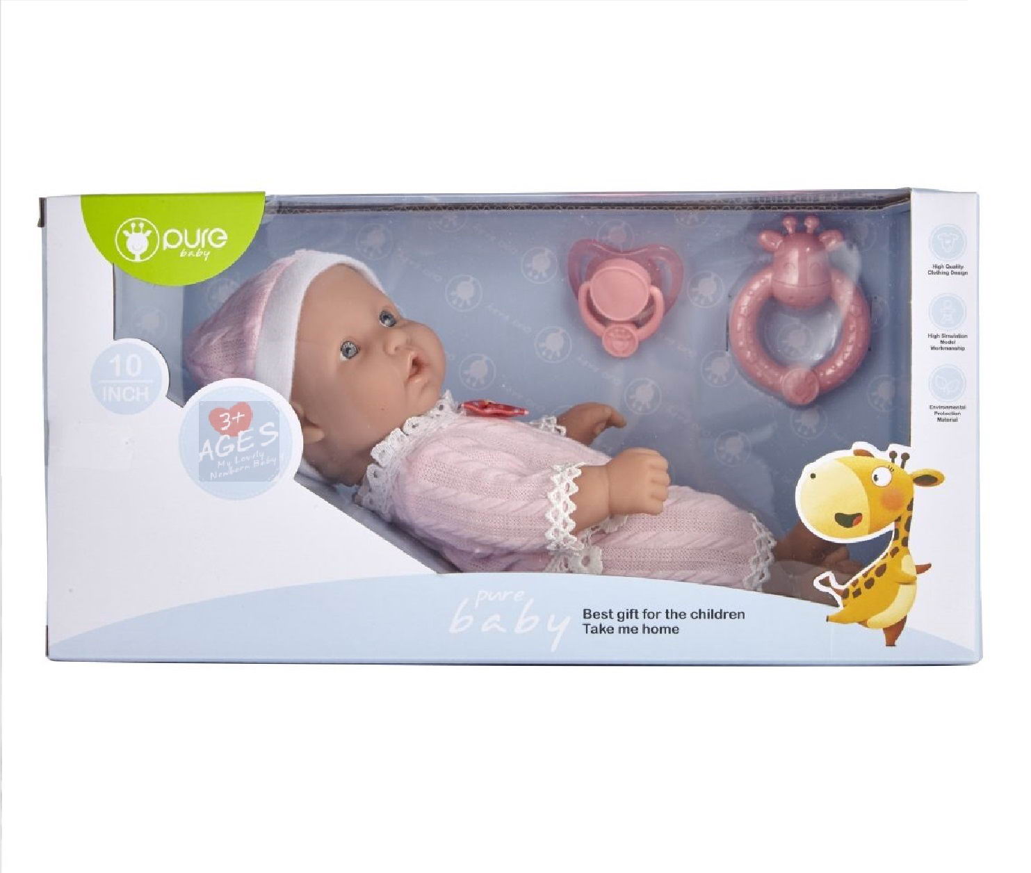 Кукла-пупс Junfa Pure Baby 25см в розовых кофточке шортиках шапочке с аксессуарами WJ-B9962 - фото 4