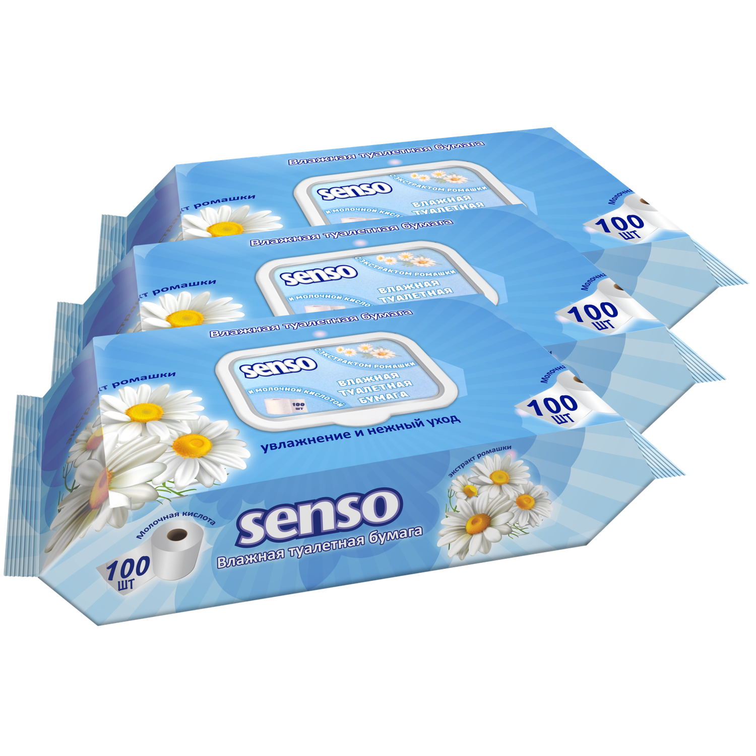 Влажная туалетная бумага SENSO MED для всей семьи с экстрактом ромашки 100 шт - фото 2
