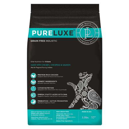 Корм для котят Pureluxe с курицей нутом и лососем 1.5кг