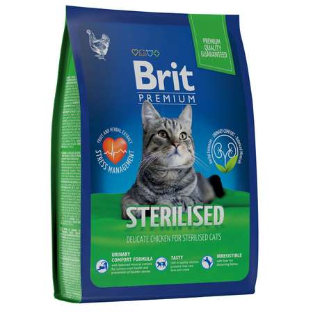 Корм для кошек Brit 2кг Premium Cat Sterilized Chicken для стерилизованных с курицей сухой
