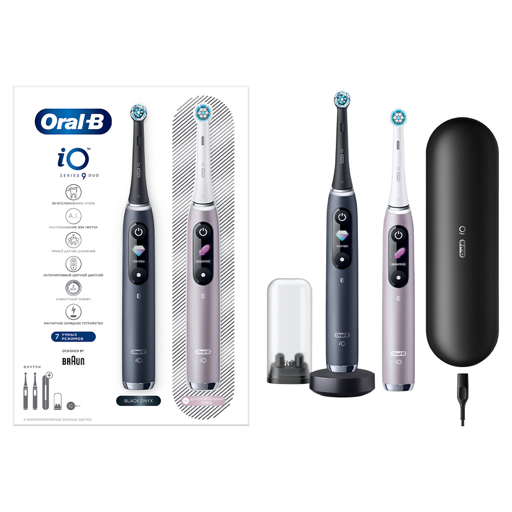 Электрическая зубная щетка ORAL-B iO 9 DUO Black Onyx Rose Quartz - фото 3