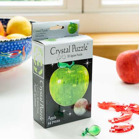 3D-пазл Crystal Puzzle IQ игра для детей кристальное Яблоко зелёное 44 детали