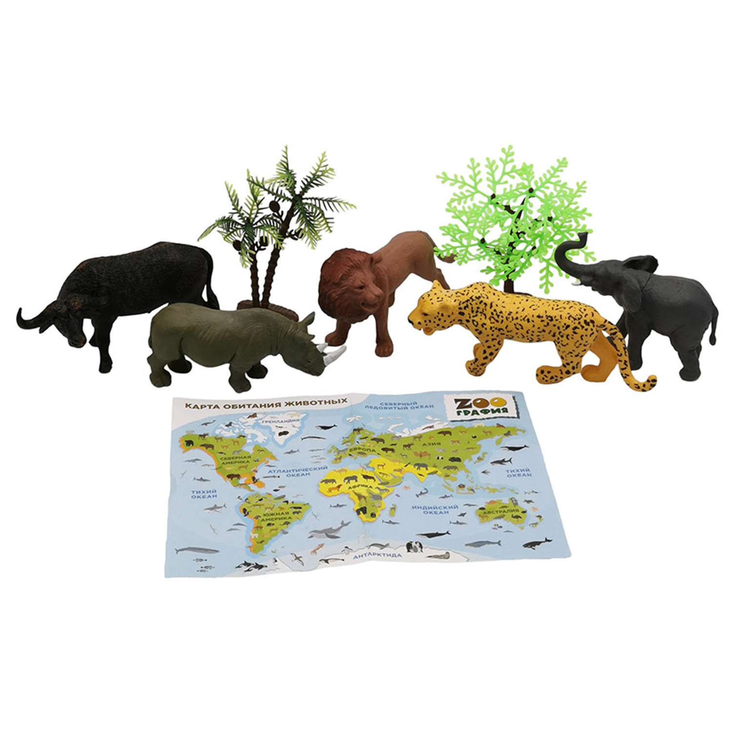 Набор фигурок S+S Животные с картой обитания 6 шт Zooграфия - фото 1