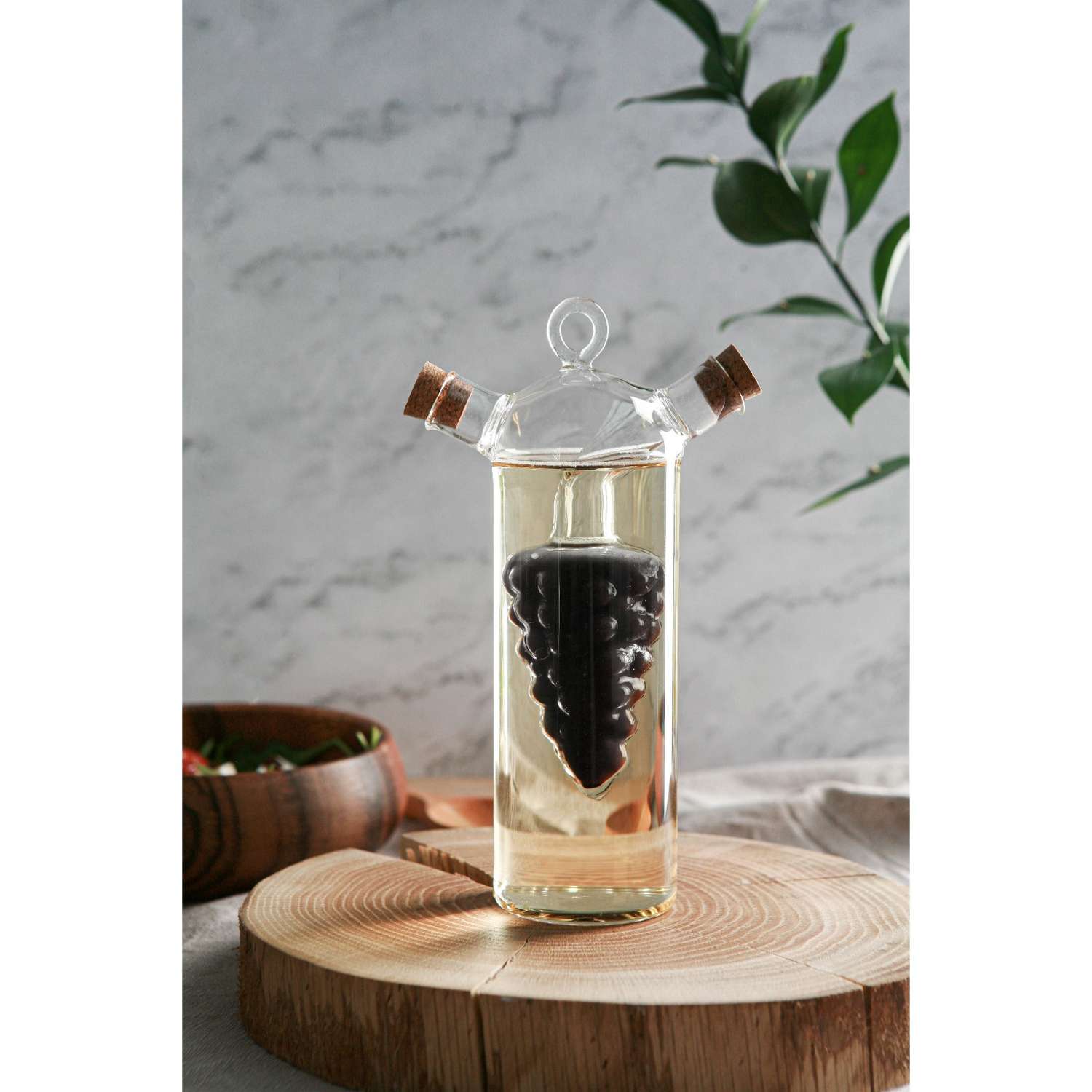 Бутыль Sima-Land стеклянная для соусов и масла 2 в 1 «Фьюжн. Виноград» 300/50 мл 11×6 5×23 см - фото 2