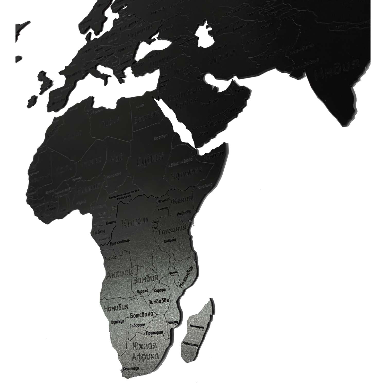 Карта мира настенная Afi Design деревянная с гравировкой 150х80 см Countries Rus черная - фото 2