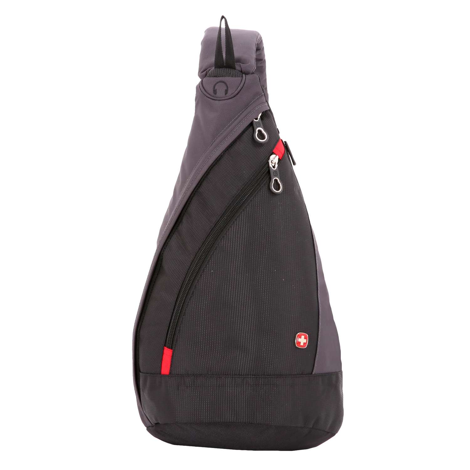 Рюкзак Swissgear с одним плечевым ремнем черный серый - фото 1