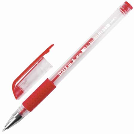 Ручка гелевая Staff с грипом красная GP-193