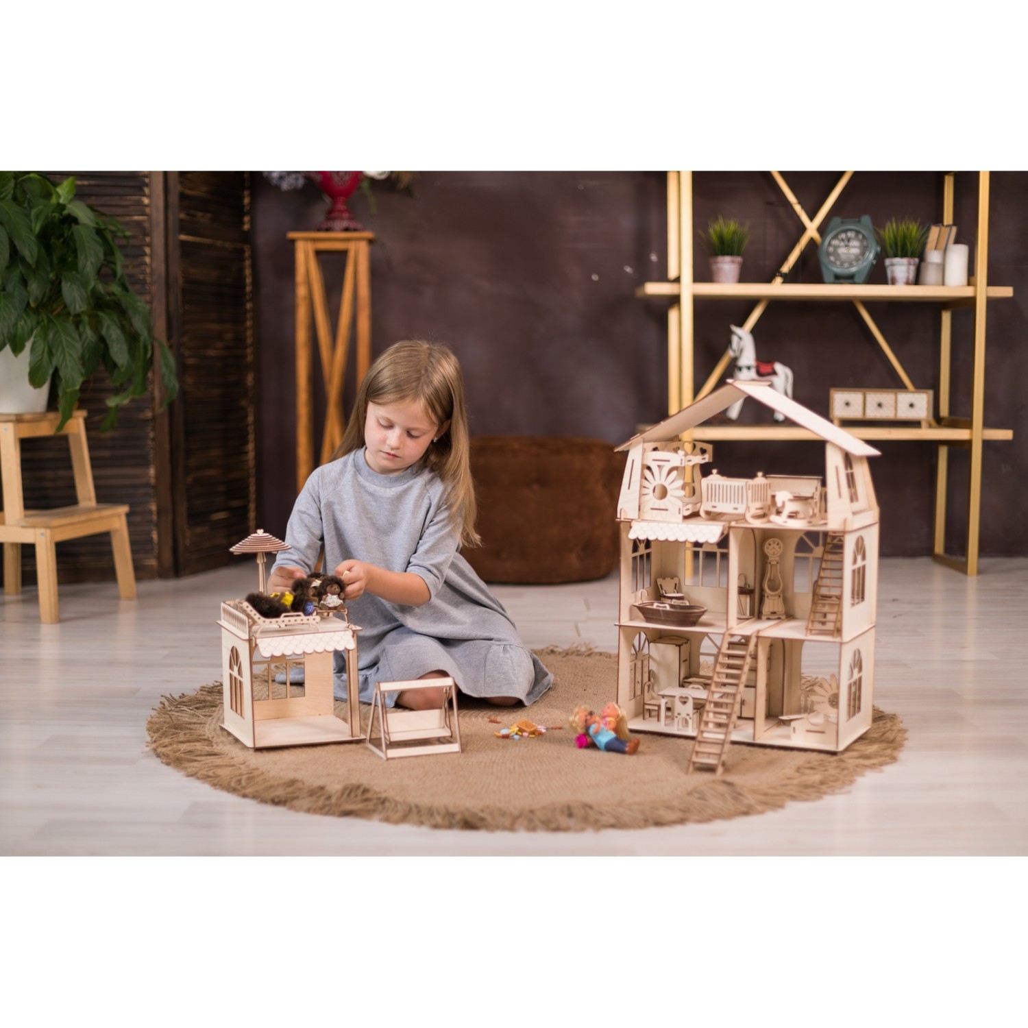 Конструктор ХэппиДом Кукольный домик Коттедж с пристройкой и мебелью Premium HK-D011 - фото 16