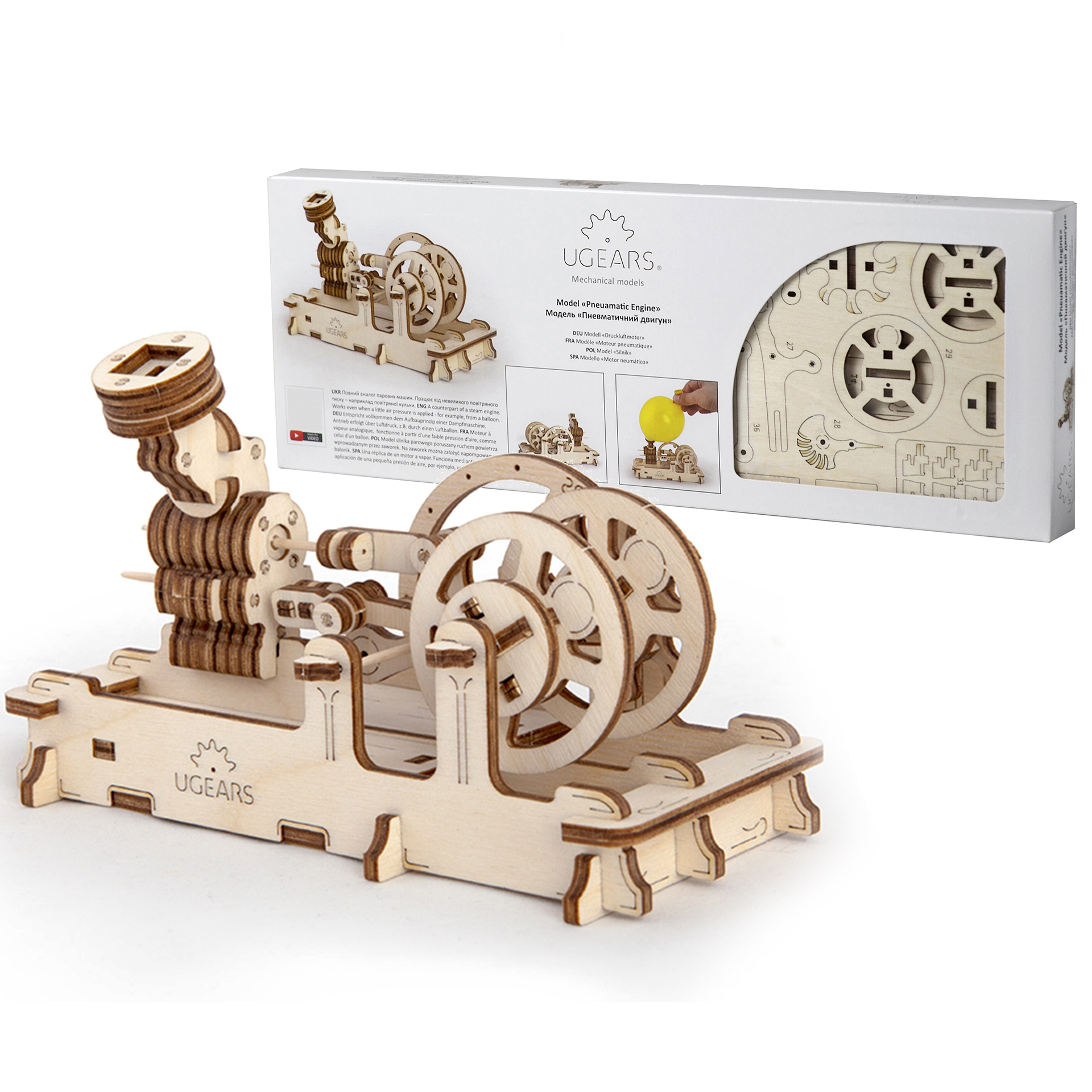 Сборная деревянная модель UGEARS Пневматический двигатель 3D-пазл  механический конструктор купить по цене 1690 ₽ в интернет-магазине Детский  мир