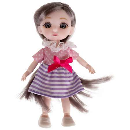 Кукла шарнирная 15 см 1TOY Alisa KawaiiСпальня с длинными волосами брюнетка фигурка с аксессуарами