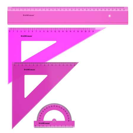 Набор геометрический ErichKrause 4 предмета Neon розовый в футляре