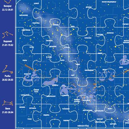 Пазл РУЗ Ко Детский на подложке. Карта звездного неба. 36х28 см 63 элемента