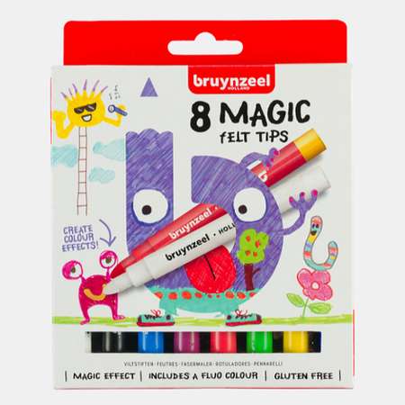 Набор фломастеров BRUYNZEEL Kids Magic 8 штук меняющих цвет в картонной упаковке