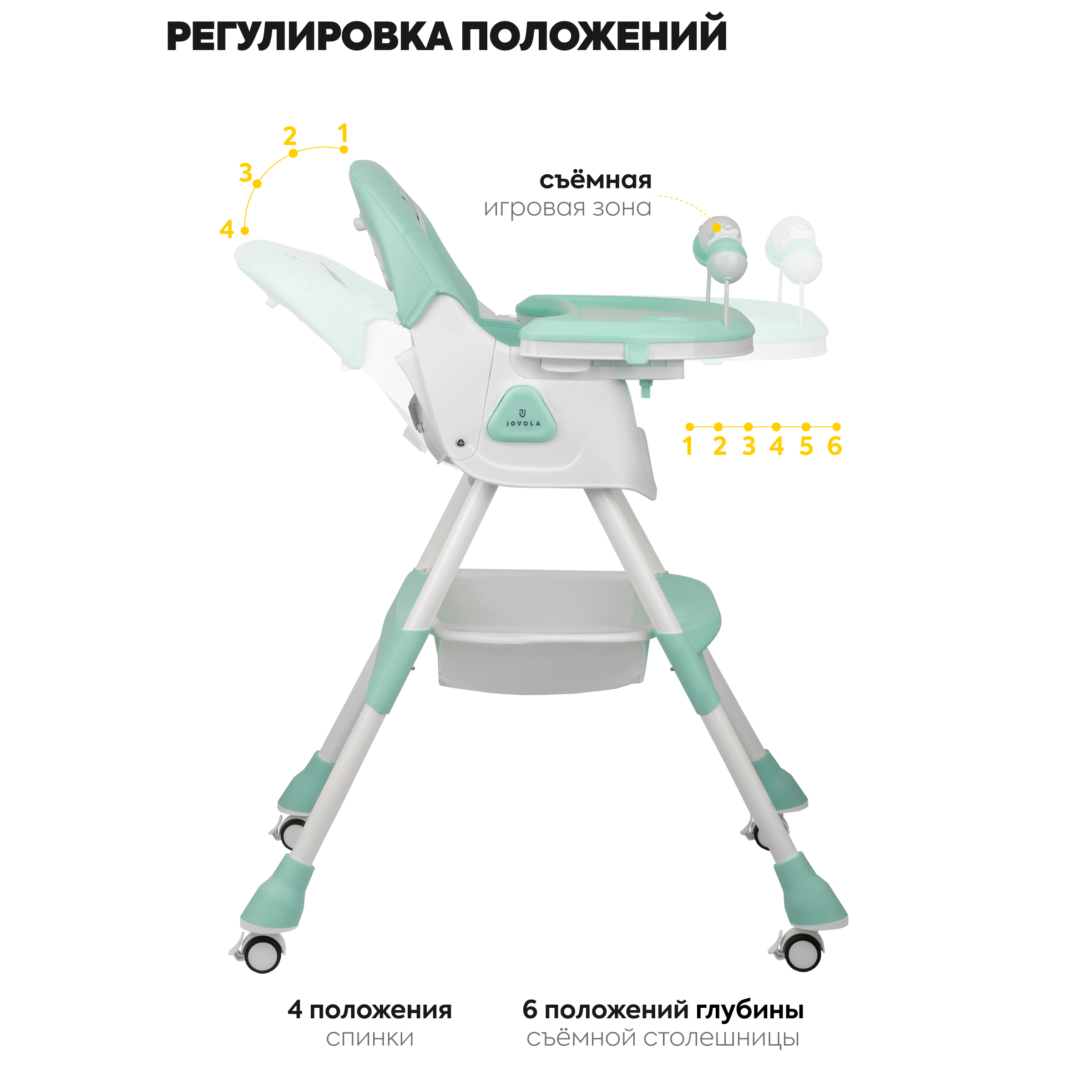 Стульчик JOVOLA для кормления ребенка Jelly Flex от 6 до 36 месяцев мятный - фото 4