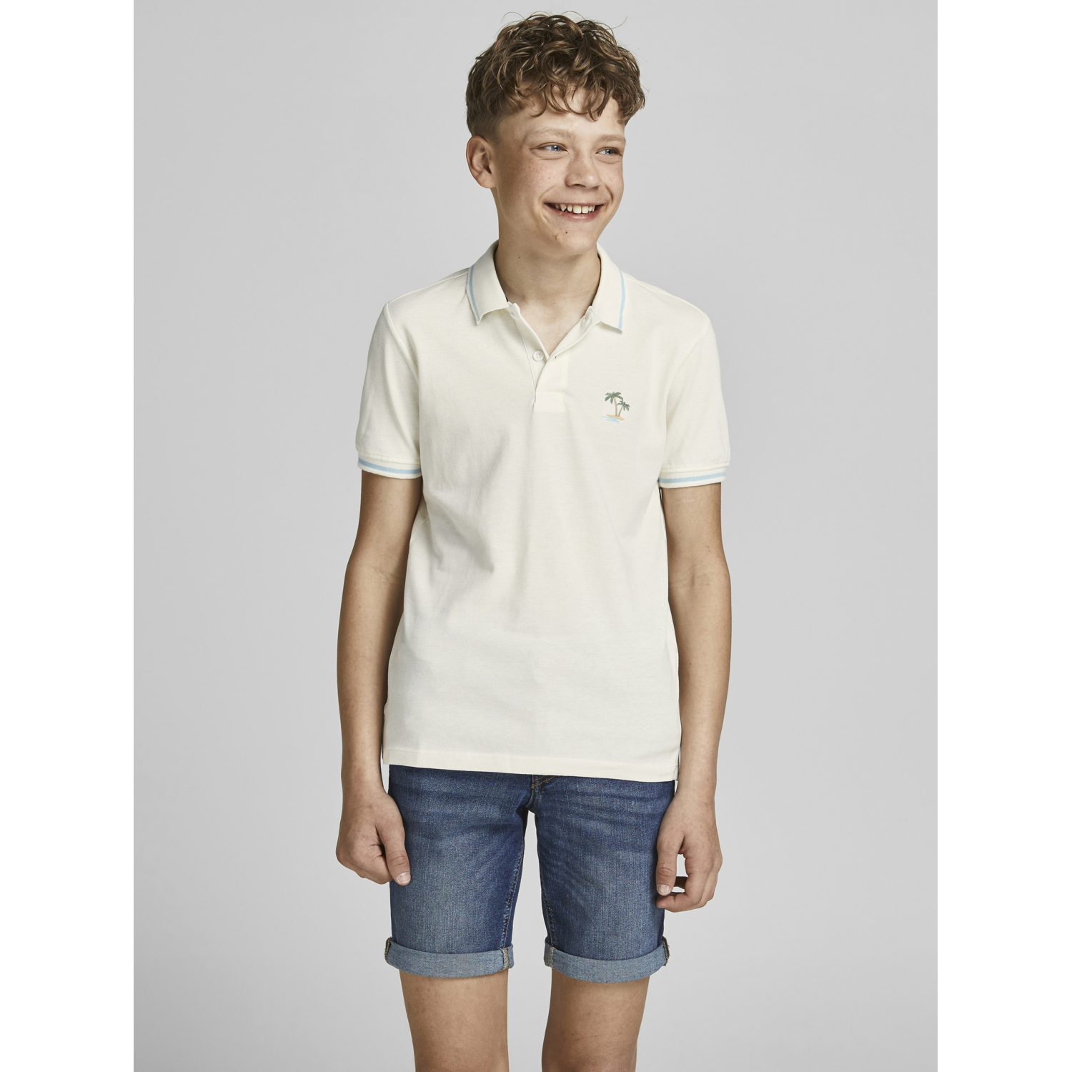 Поло JACK AND JONES JUNIOR 12189173/Cloud Dancer - фото 3