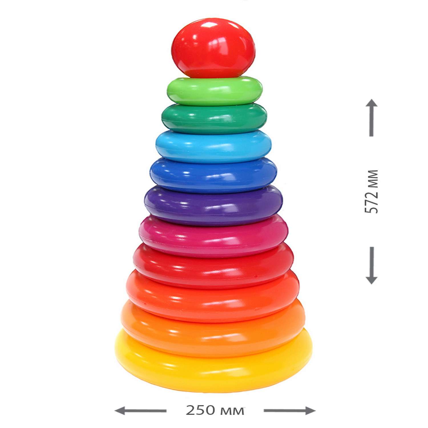 Пирамидка детская Green Plast Гигант 10 колец высота 57см развивающая игрушка - фото 7