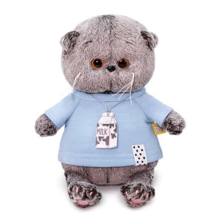 Мягкая игрушка BUDI BASA Кот Басик BABY в голубой футболке 20 см BB004