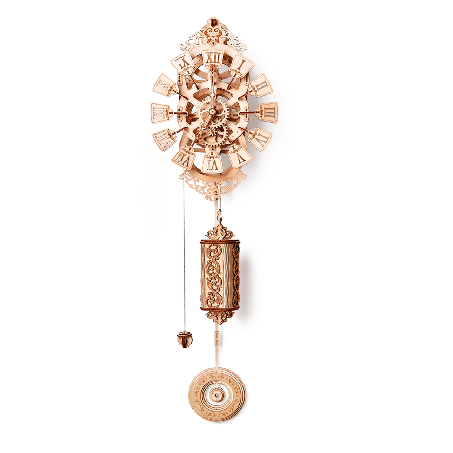Модель сборная Wood Trick Настенные часы с маятником из дерева 1234-31 - фото 1