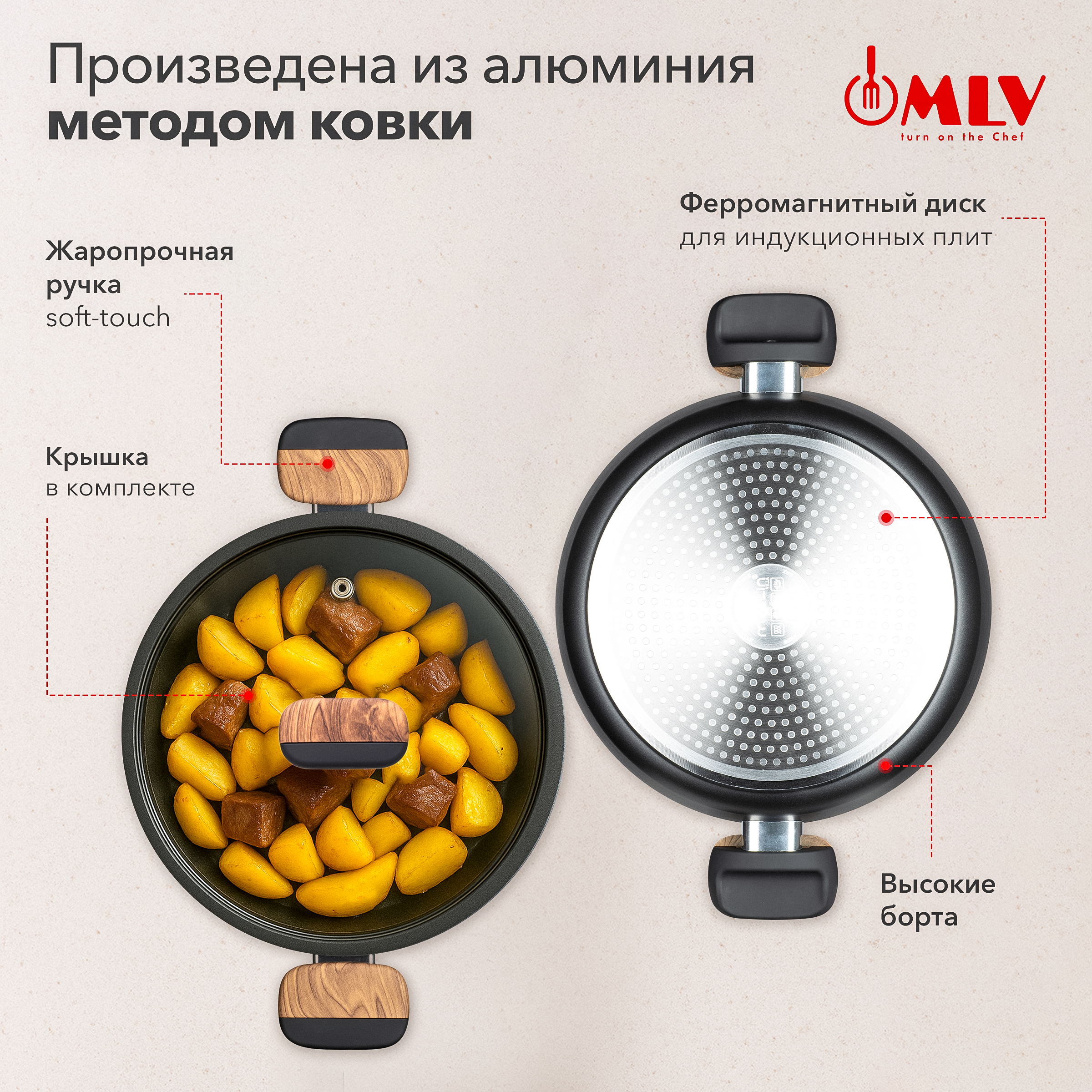 Жаровня со стеклянной крышкой, 3,5 литра Moulin Villa MLV Blackwood 26 см - фото 2