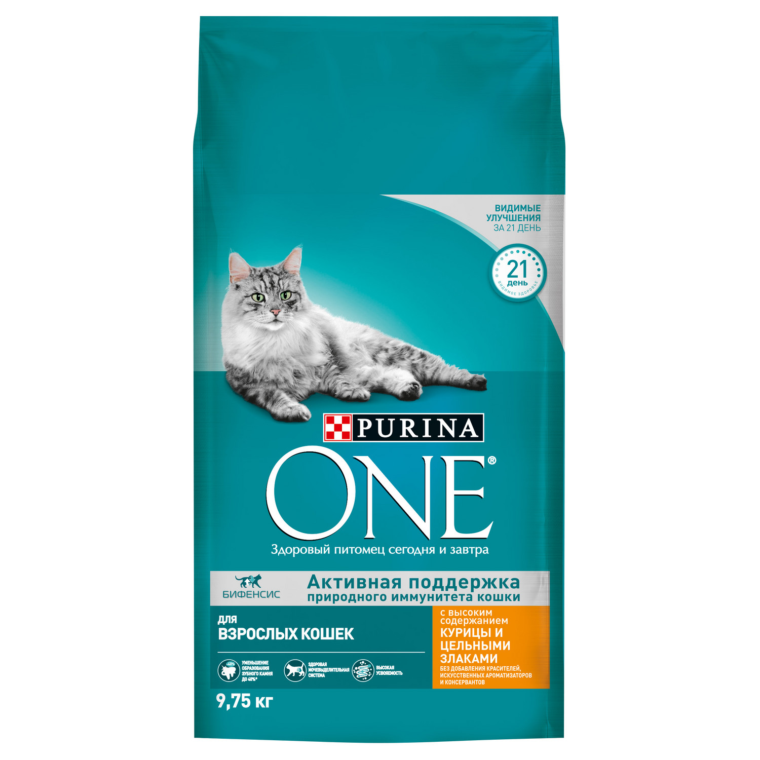 Корм для кошек Purina One 9,75 кг с курицей и цельными злаками купить по  цене 4316 ₽ с доставкой в Москве и России, отзывы, фото