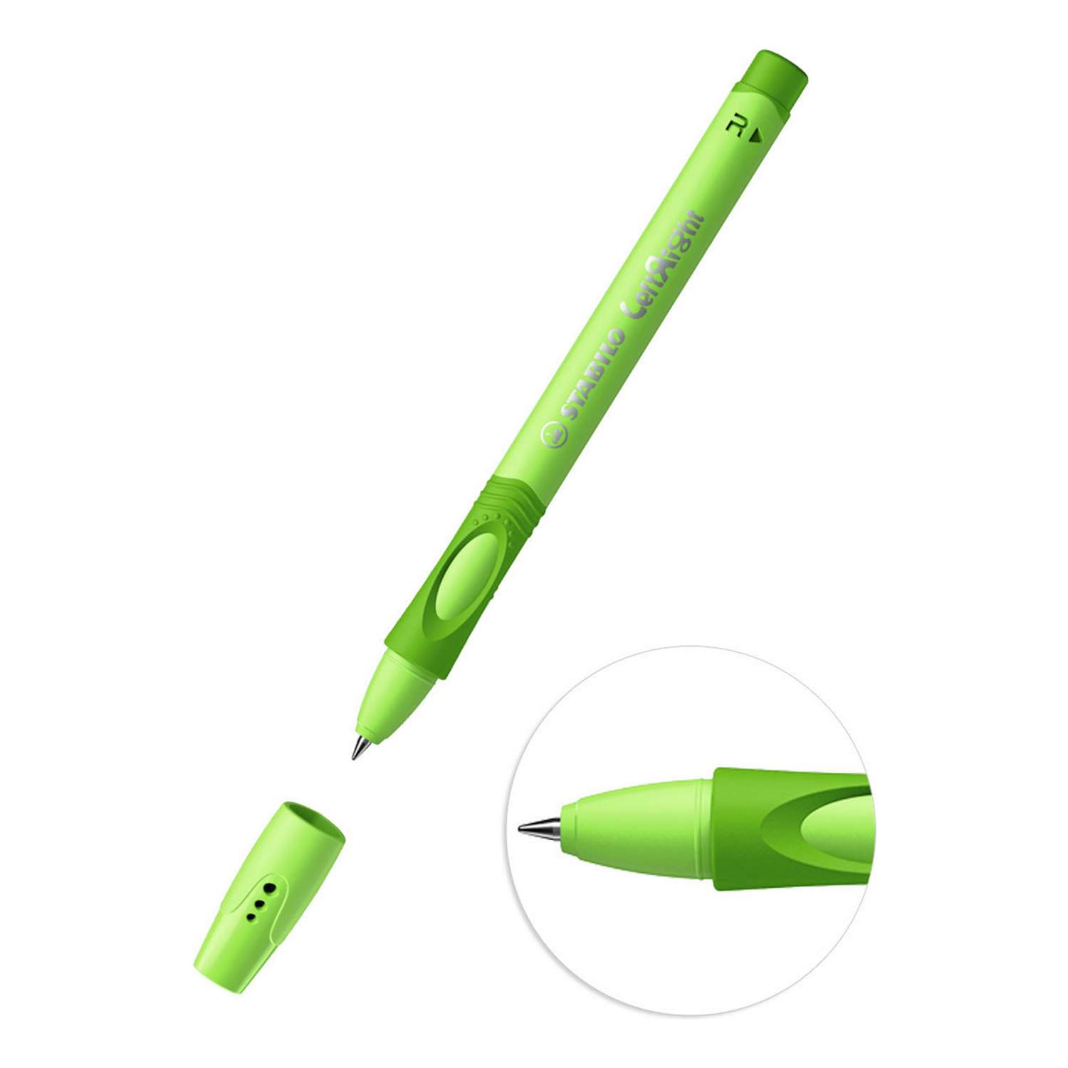 Ручка шариковая STABILO LeftRight для правшей для обучения письму F масляная синяя / корпус зелёный 6328/2-1В - фото 2