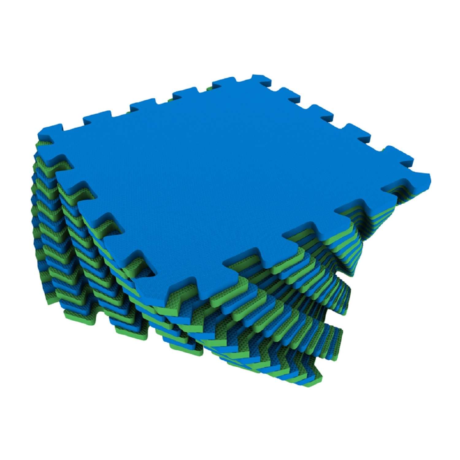 Развивающий детский коврик Eco cover игровой для ползания мягкий пол сине-зеленый 25х25 - фото 1