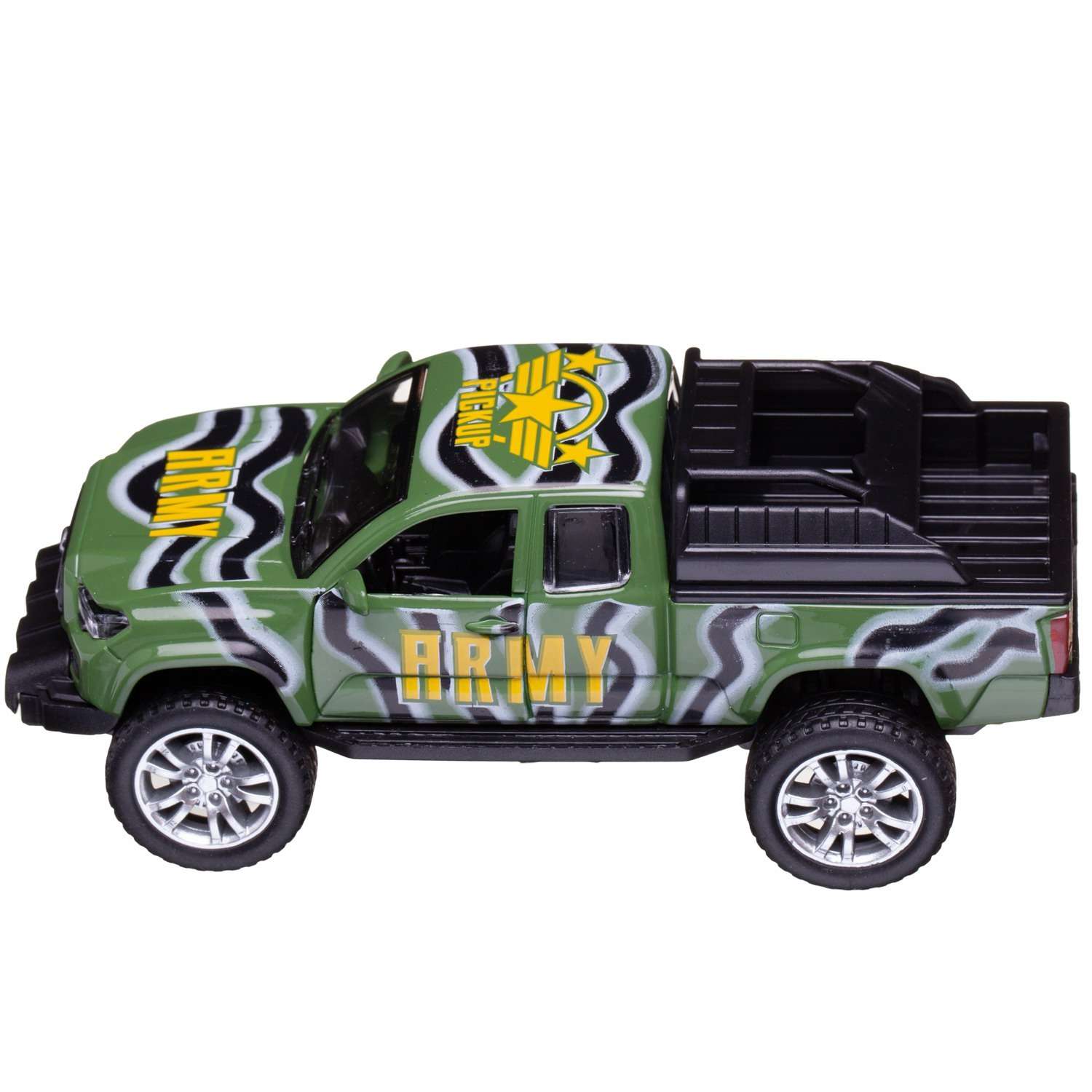 Машинка Junfa Джип военный металлический с открывающимися дверцами инерционный зеленый WT-11241/зеленый - фото 5