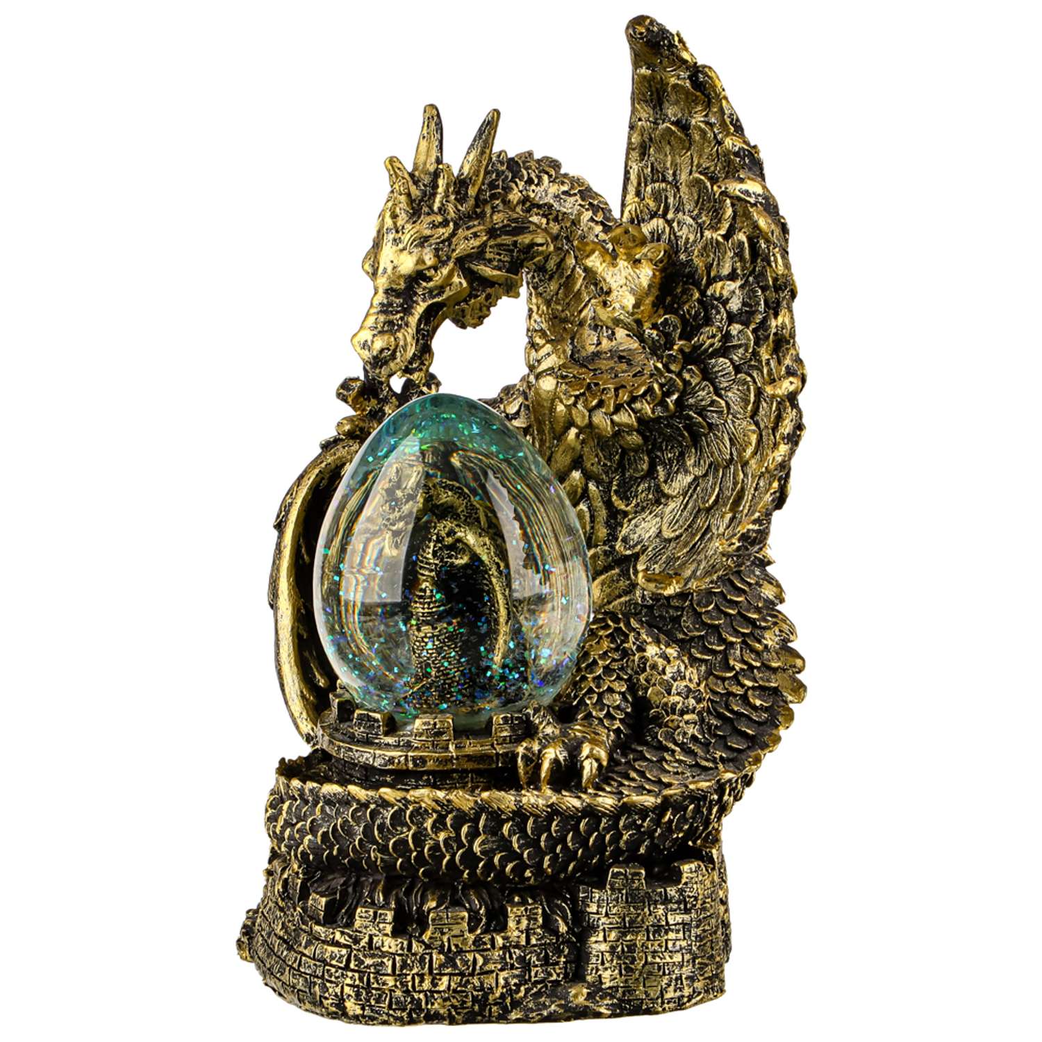 Сувенир со снежным шаром Сноубум Сказочный дракон с эффектом состаренная бронза - фото 7