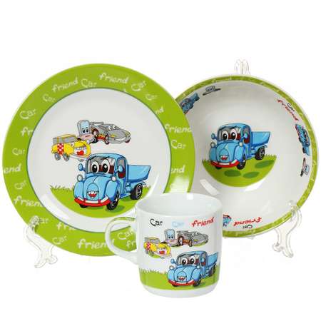 Набор детской посуды Daniks декорированный Синий грузовик 3 предмета керамика