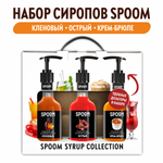 Набор сиропов SPOOM Кленовый Острый Крем-брюле для коктейлей чая и кофе 3шт 250мл + 3 дозатора