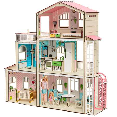 Кукольный домик с мебелью M-WOOD Симфония с лифтом с мебелью