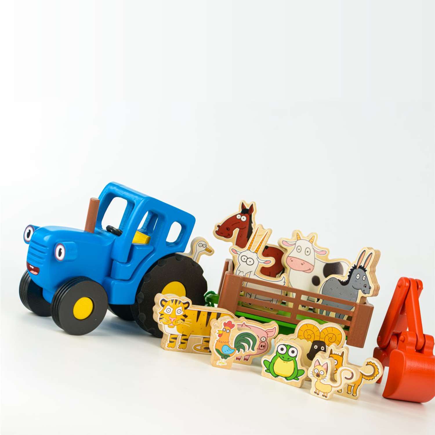 Игрушка Синий трактор с прицепом и животными - фото 1