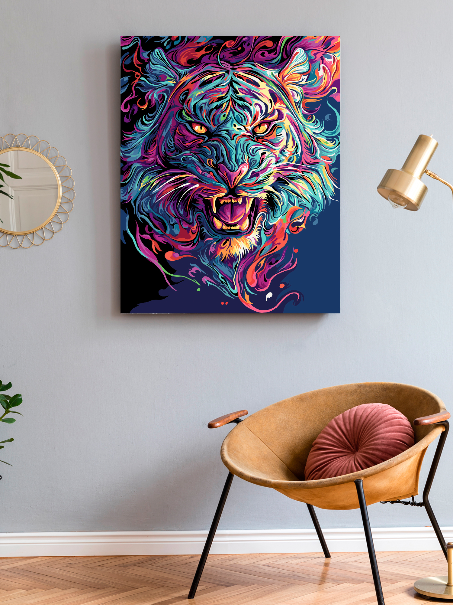 Картина по номерам Art on Canvas холст на деревянном подрамнике 40х50 см Дух тигра - фото 3