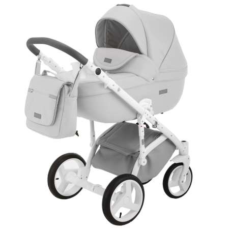 Коляска 3в1 BeBe-mobile Ravenna Deluxe V207 Белая кожа+Светло-серая кожаная отделка