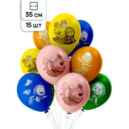 Набор воздушных шаров Riota с рисунком Маша и Медведь 35 см 15 шт