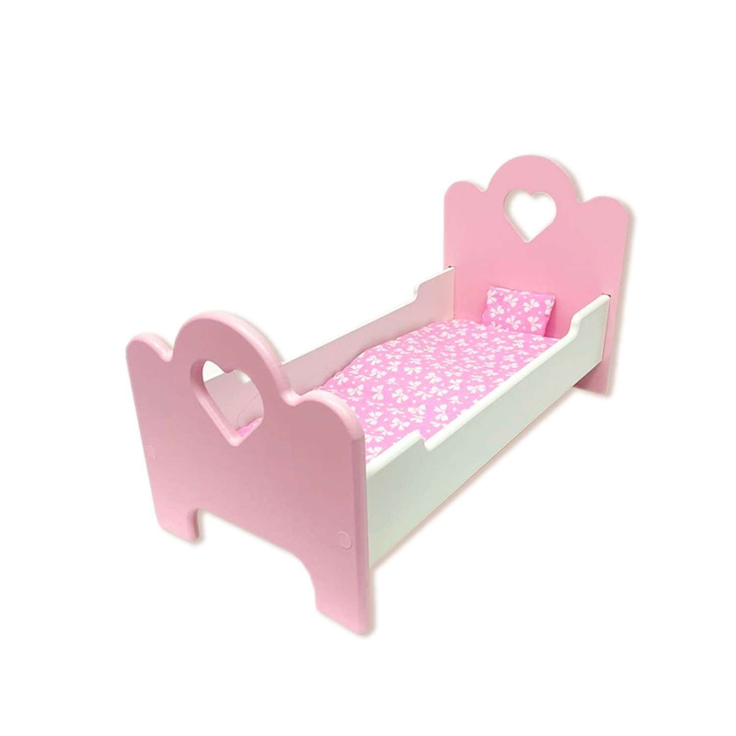 Кроватка для куклы до 51 см Pema kids бело розовый.Материал МДФ Люлька53бело роз - фото 2