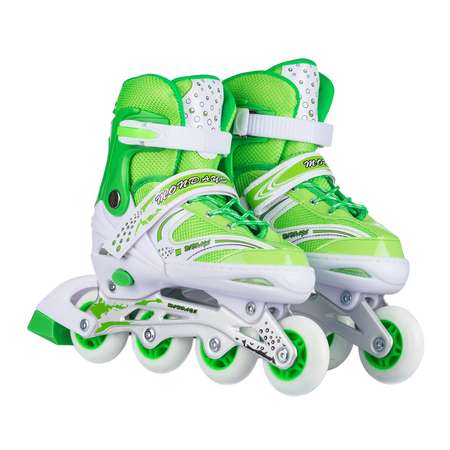 Роликовые коньки BABY STYLE зеленые раздвижные размер с 36 по 39L светящиеся колеса