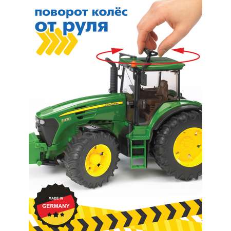 Игрушка BRUDER Трактор John Deere c прицепом с манипулятором и 4 брёвнами