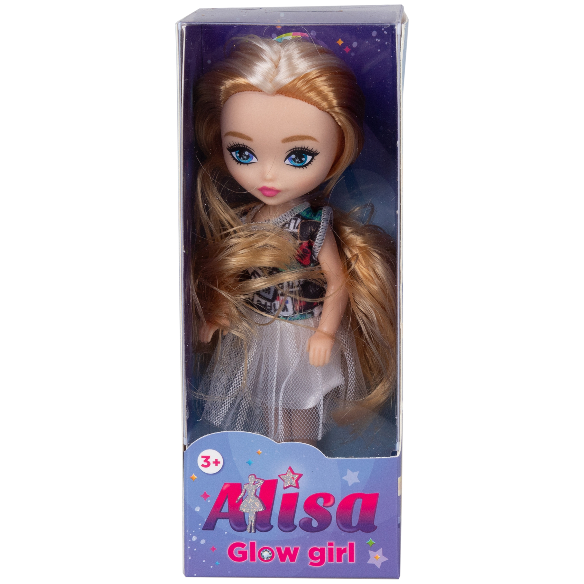 Кукла для девочки Alisa glow girl 1TOY мини c разноцветными волосами гнущиеся колени в белой юбке 15 см Т25195-2 - фото 2