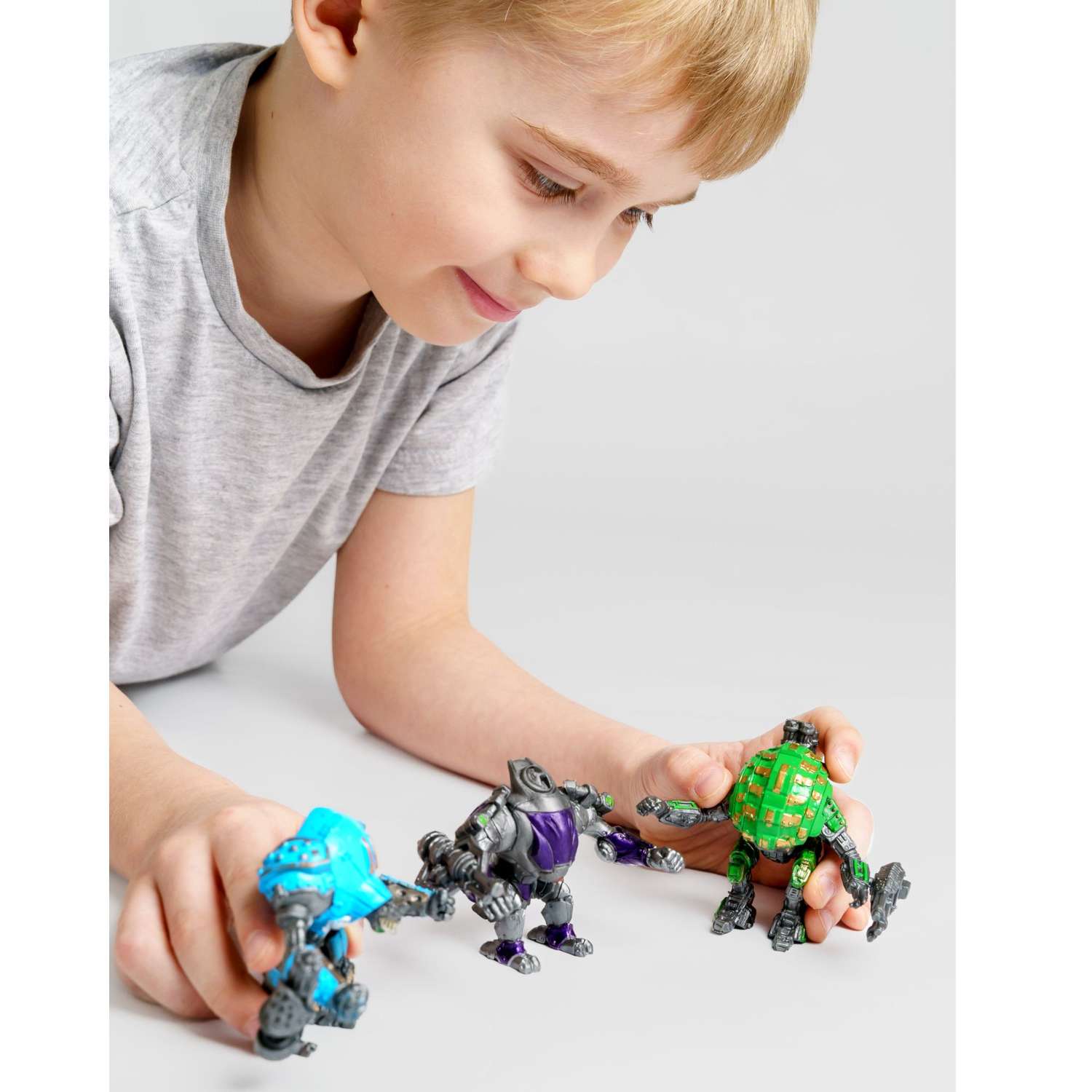 Роботы CyberCode 3 фигурки игрушки для детей развивающие пластиковые коллекционные интересные. 8см - фото 4